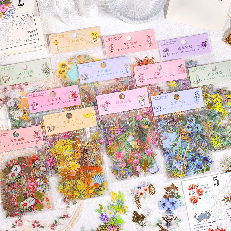 墨言贴纸包 十二花仙系列 复古pet咕卡手账素材可爱儿童贴画套装