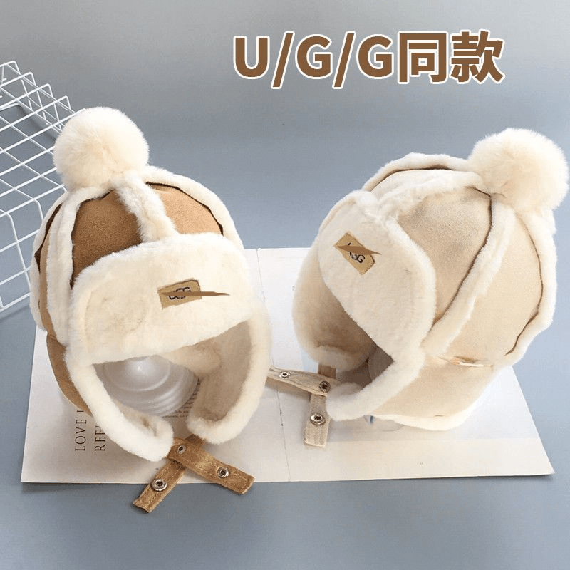 美拉德风加厚儿童帽子秋冬天防寒护耳雷锋帽1-3岁男童女童时尚款