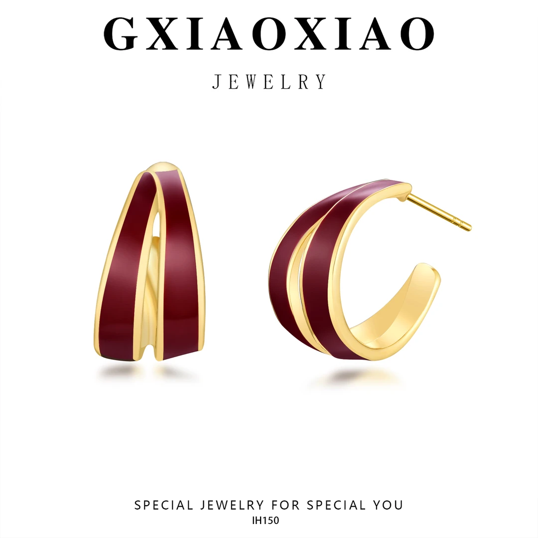 铜合金合成锆石耳饰 GXX  IH150 轻奢氣質时尚百搭精緻耳环ins