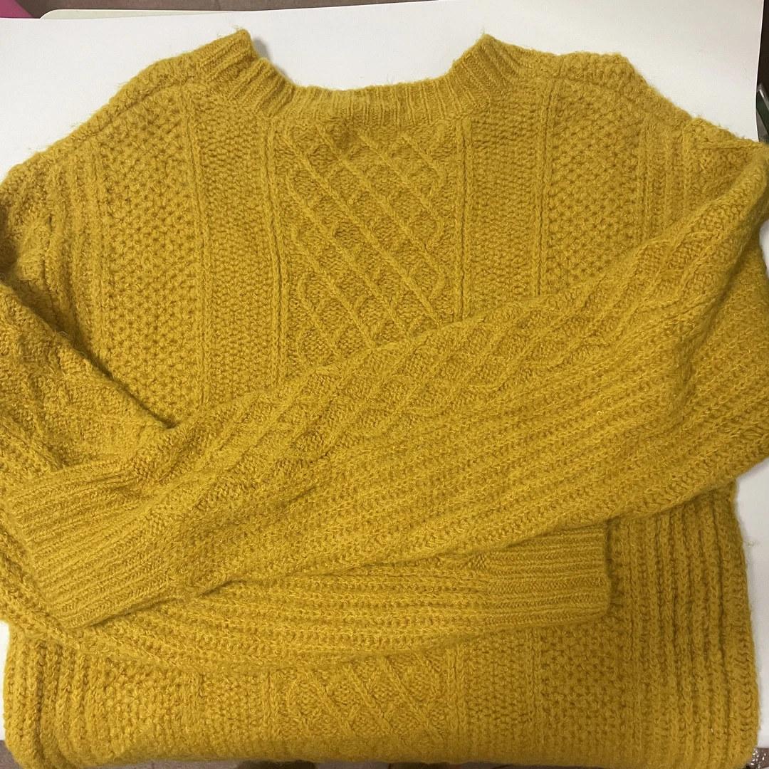 黄色针织衫上衣打底衫时尚百搭休闲长袖秋冬韩版高领针织衫镂空