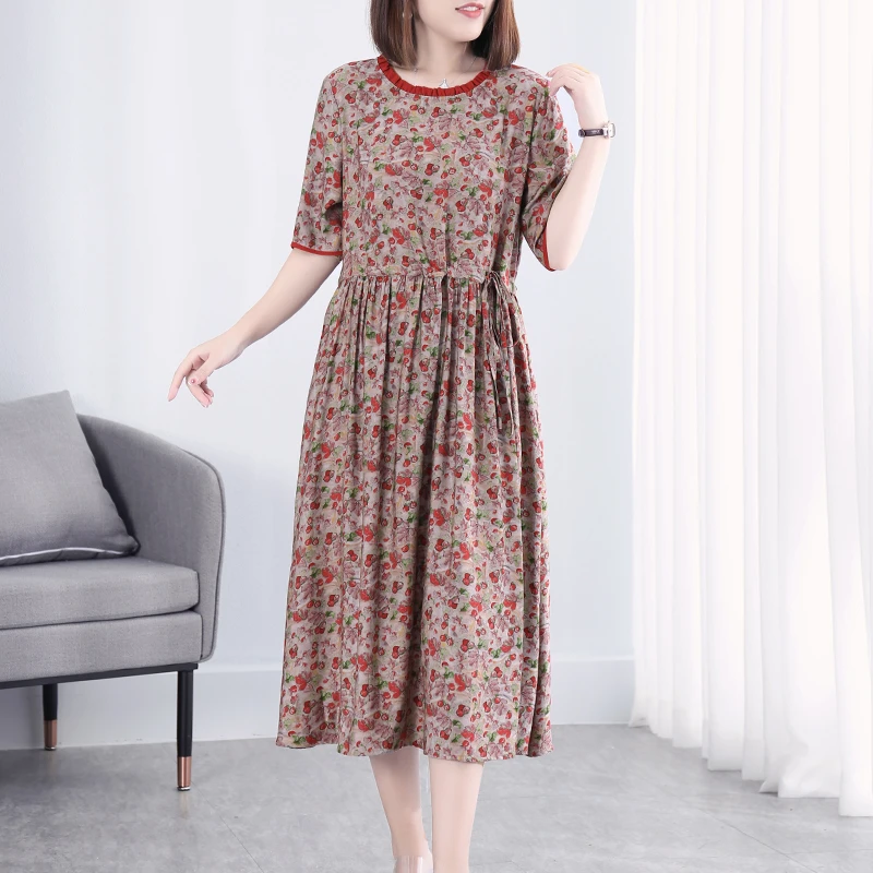 【韩穆定制】KA235398夏天圆领显瘦女夏季2023新款欧货气质连衣裙