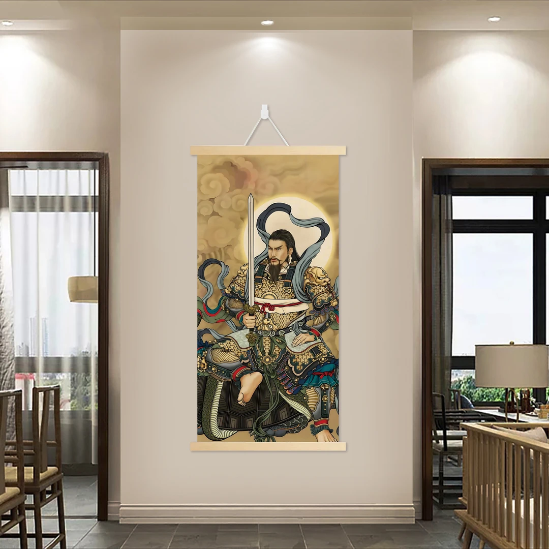 【60真武大帝】客厅玄关居家装饰画卧室茶室背景挂画免打孔油画布