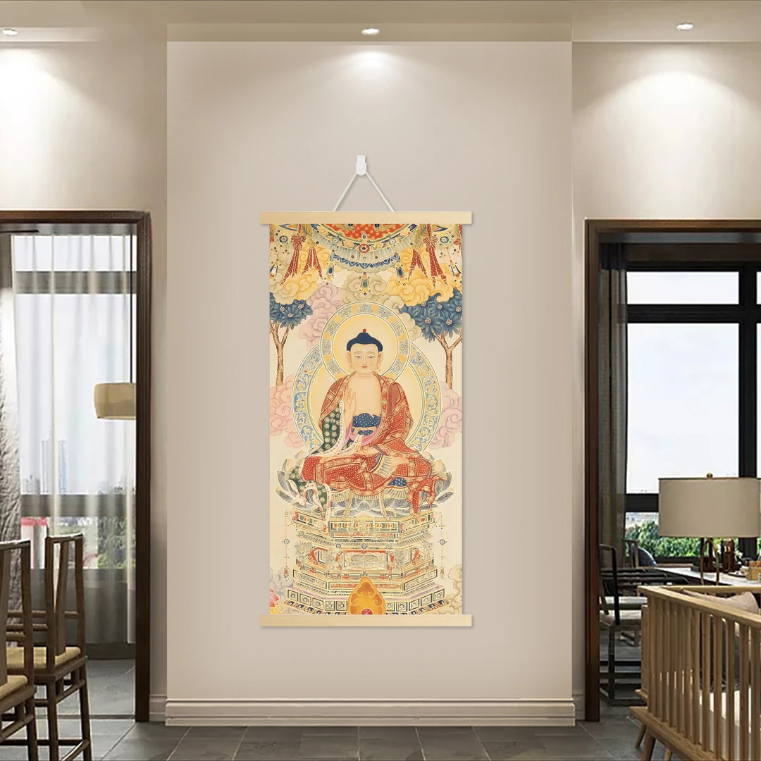 【68释迦牟尼佛】客厅玄关装饰挂画茶室办公背景挂画免打孔油画布