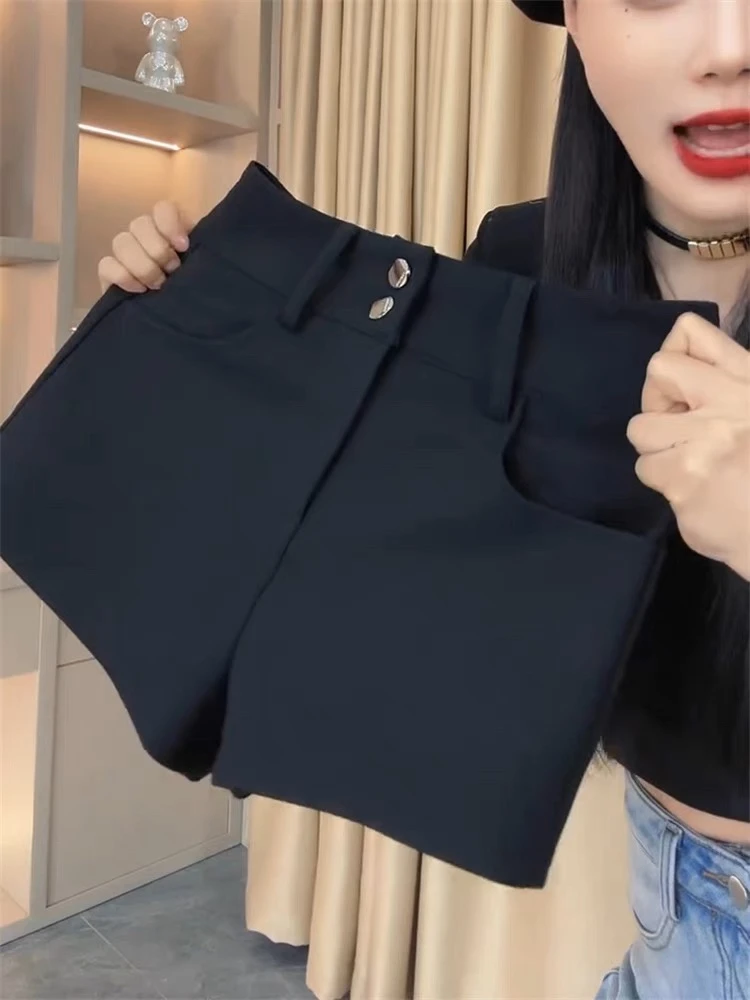 高腰双扣短裤  8824