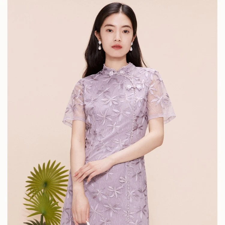 音儿 夏季新款气质中国风复古显瘦时尚a字优雅连衣裙8C63205896
