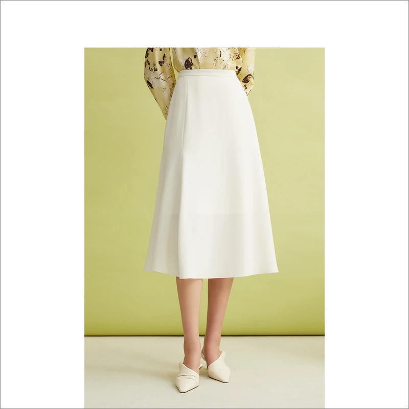 【刘涛同款】YINER音儿夏季新款纯白高腰过膝半身裙8C34250230