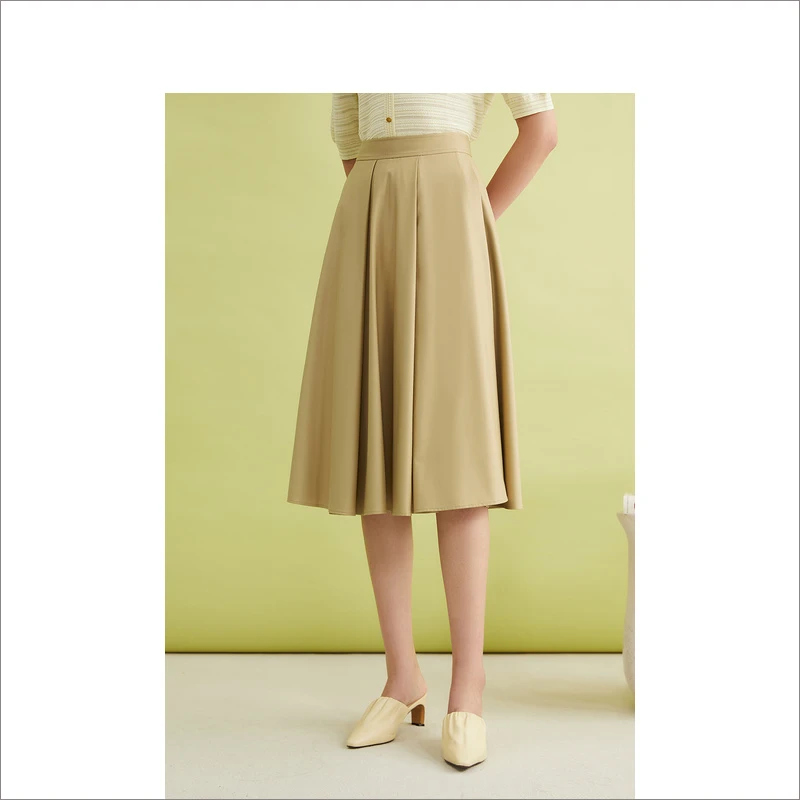 YINER/音儿气质时尚设计感法式A字伞裙过膝显瘦半身裙8C64250066