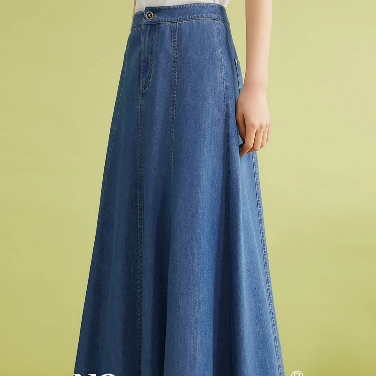 【明星同款】YINER音儿 夏季新款含莱赛尔牛仔半身裙8C34250690