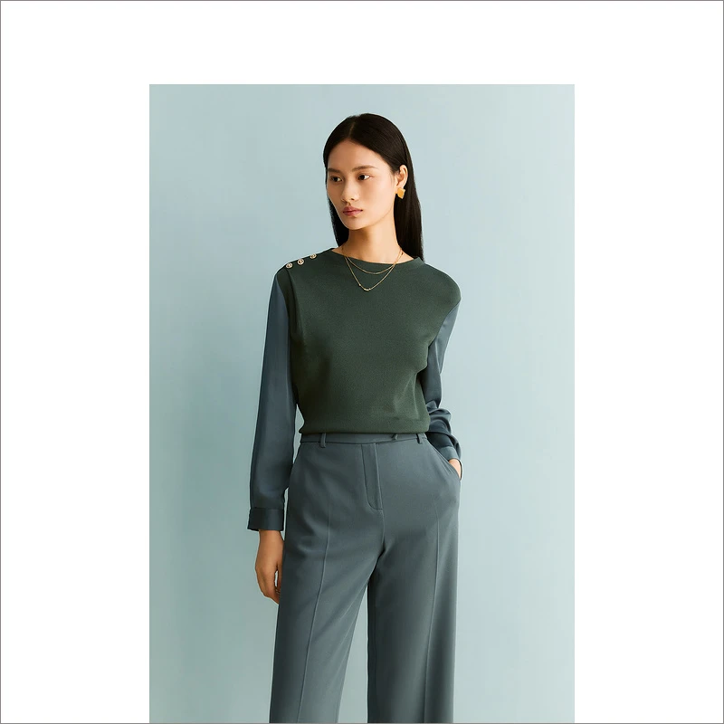 YINER/音儿专柜新款百搭长袖时尚休闲通勤设计师针织衫8C33306750