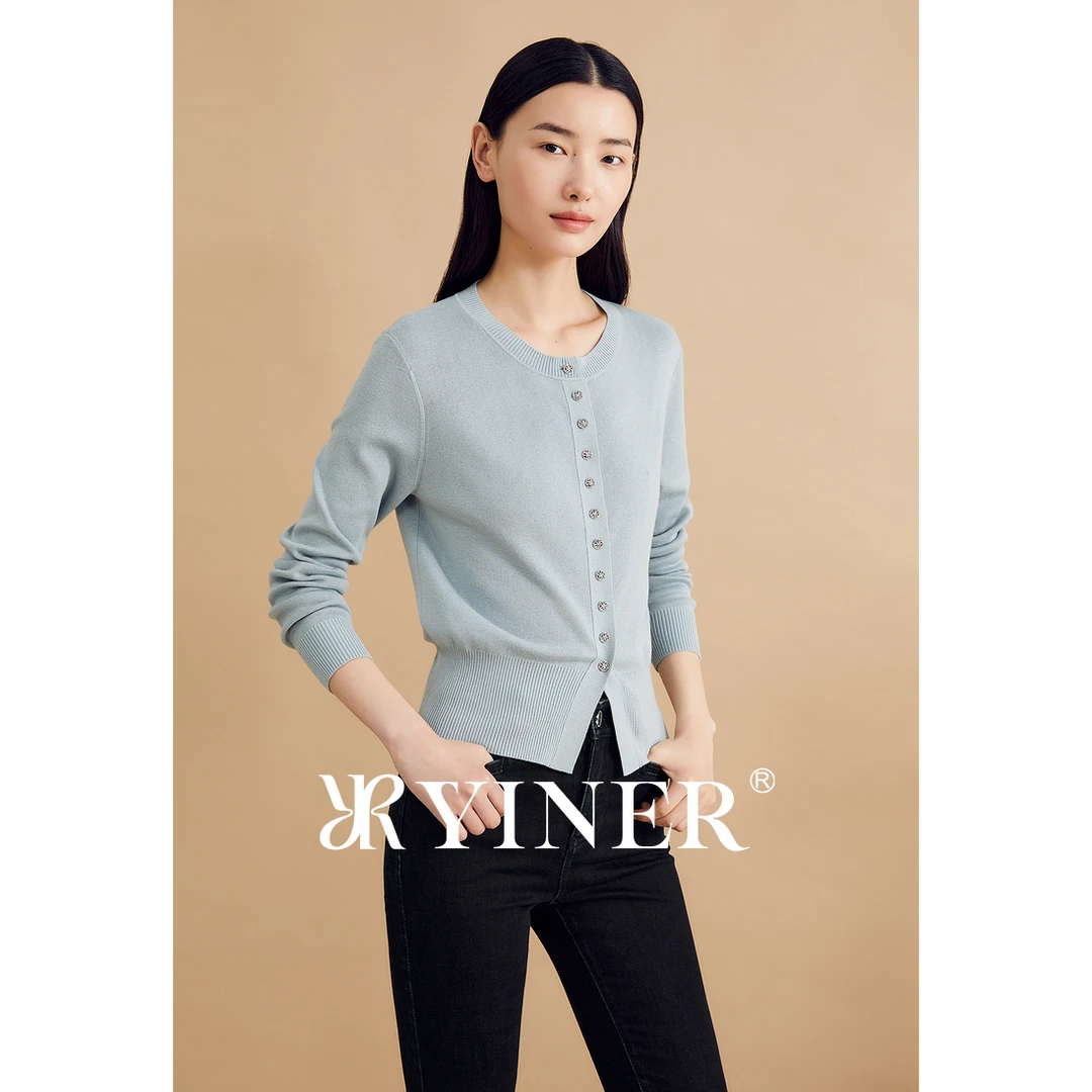 YINER音儿 秋季新款气质长袖时尚百搭圆领毛针织衫8C34306200