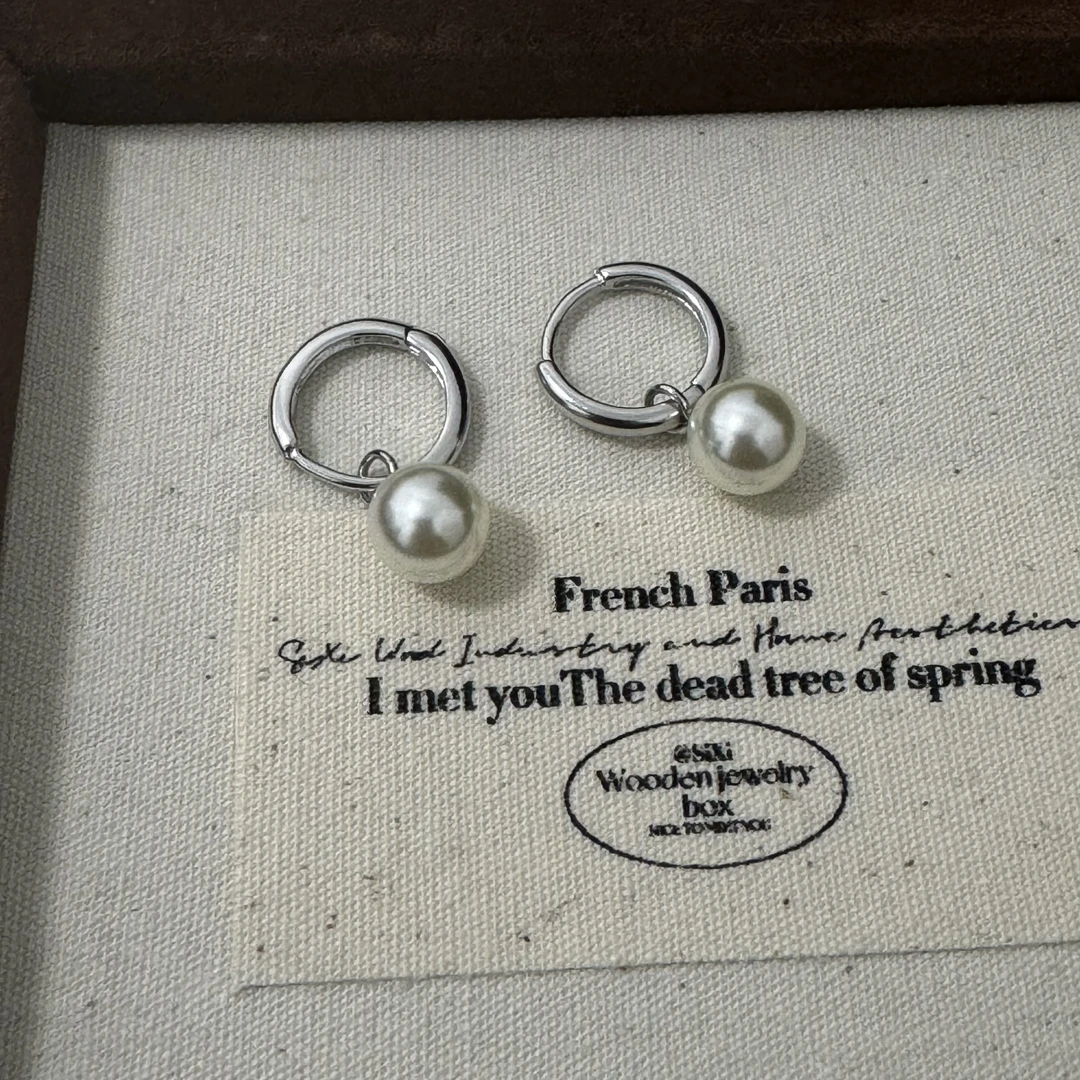 铜合金仿珍珠耳饰 珠珠小众设计感耳扣一饰两戴