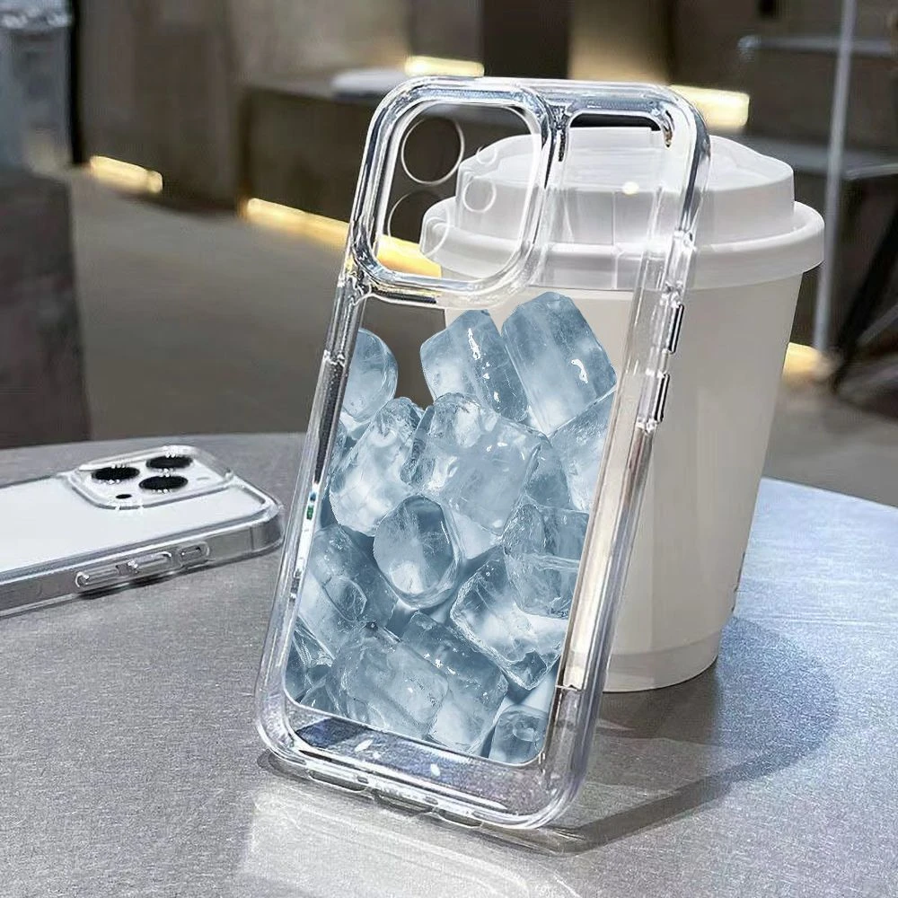 夏日凉爽冰块iPhone14手机壳15pro小众x苹果12全包11ins风简约/13