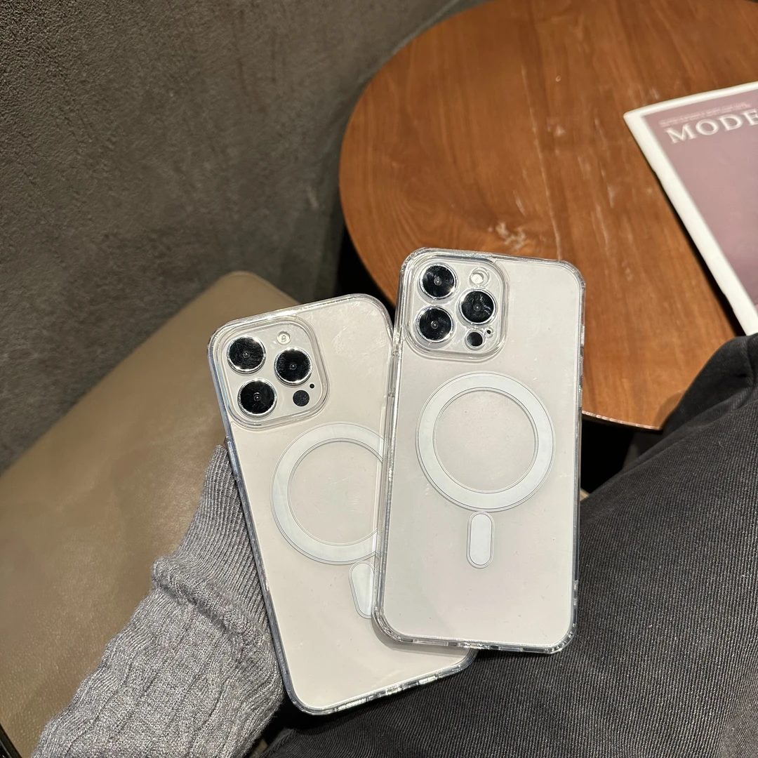 Magsafe磁吸苹果14手机壳iphone13ProMax保护套亚克力透明x防摔12
