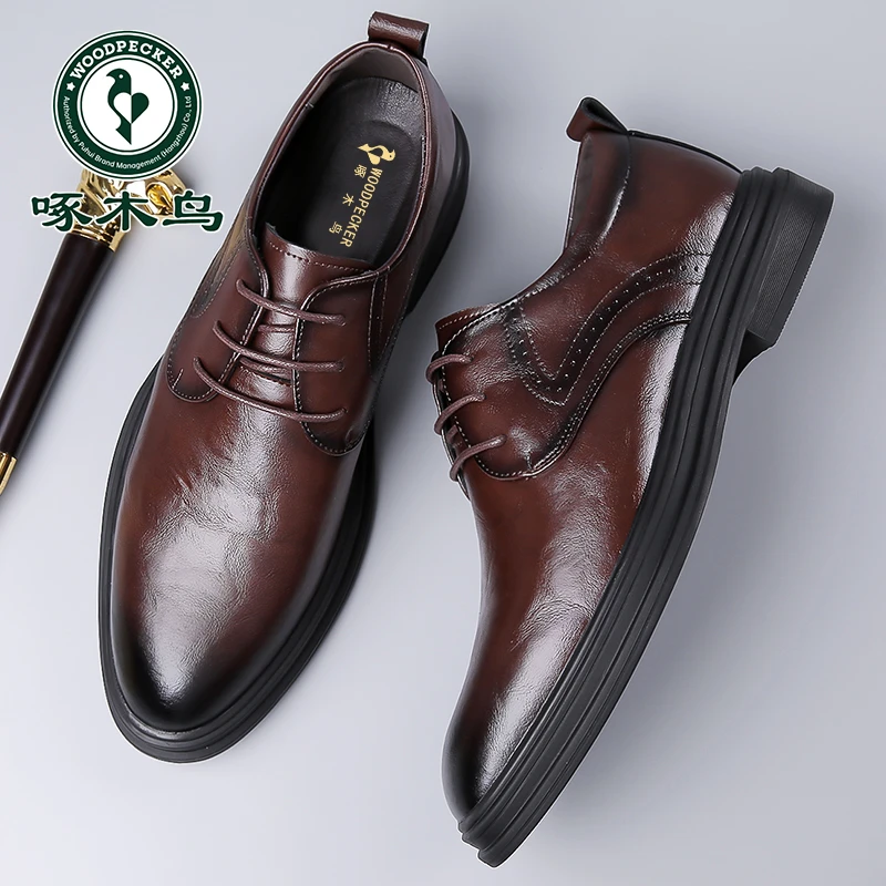 啄木鸟皮鞋男士2025秋季商务正装鞋男士软底防滑通勤休闲鞋结婚鞋