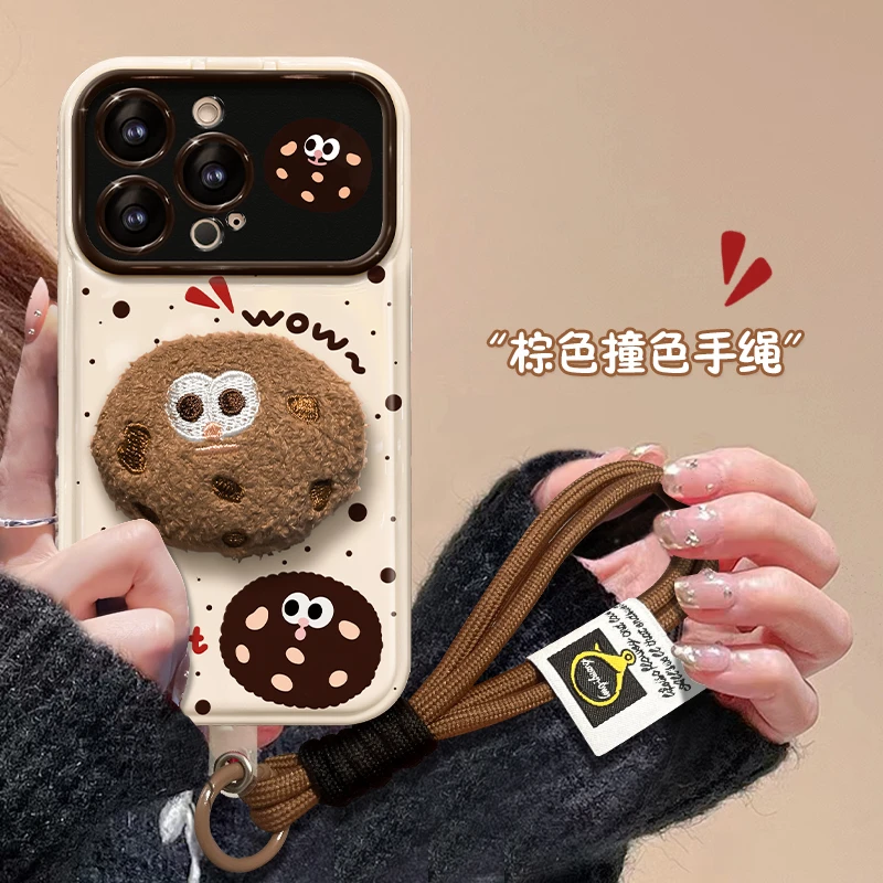 【毛绒曲奇】苹果华为vivo小米oppo翻盖镜子大视窗iPhone15手机壳