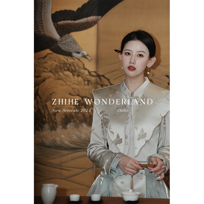 无艳一禾【清歌宴】新中式国风重工自制绣花上衣+定制提花半身裙