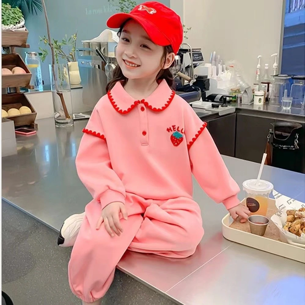 春秋款女童套装童装长袖运动网红时尚女孩女童洋气休闲翻领秋季