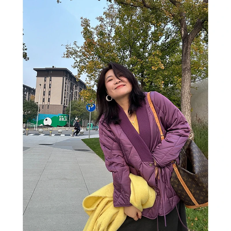 紫藤棉服/胖mm大码 2024秋冬流行色无花果紫