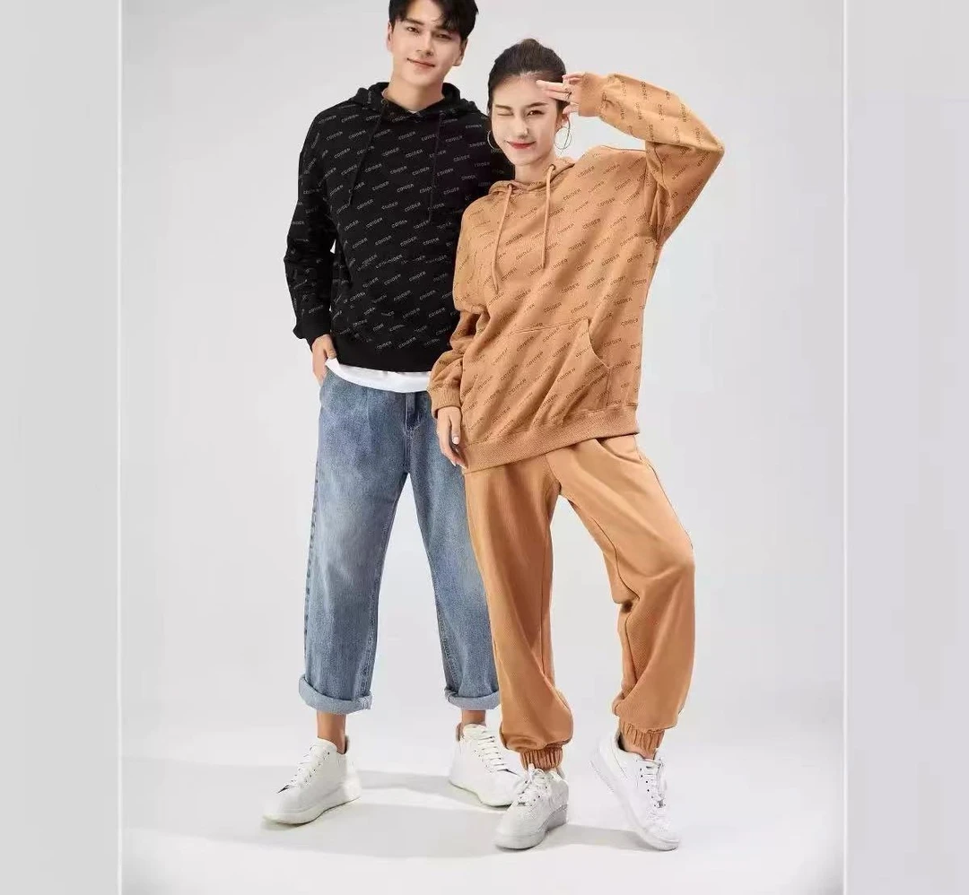 TJ731122连帽卫衣男女同款情侣满印卫衣