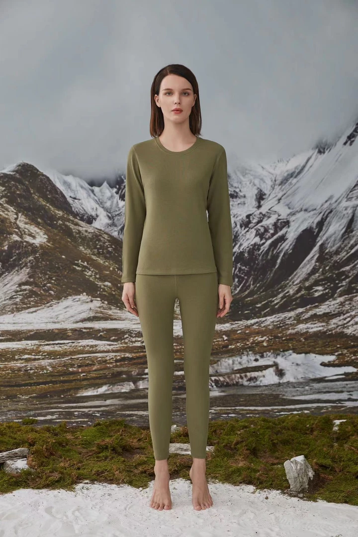 MC201T女士圆领螺纹套装舒适保暖套装