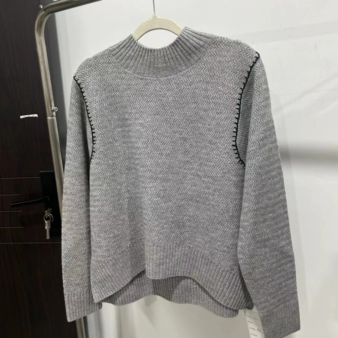 722毛衣针织衫打底衫短款秋冬装前短后长半高领毛衣百毛