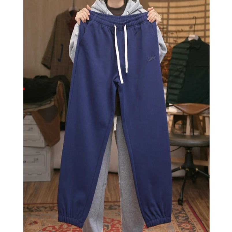 秋冬宽松休闲裤男女2024冬新款情侣装束脚时尚运动裤