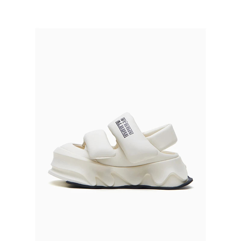 “翻糖蛋糕”纯色圆头外穿凉鞋厚底增高魔术贴百搭时尚女鞋