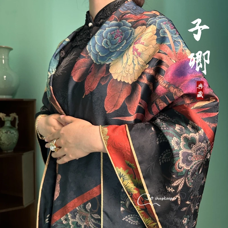 【子卿】香韵花椤纱双面优雅风中国风暗提花高端百搭丝巾021