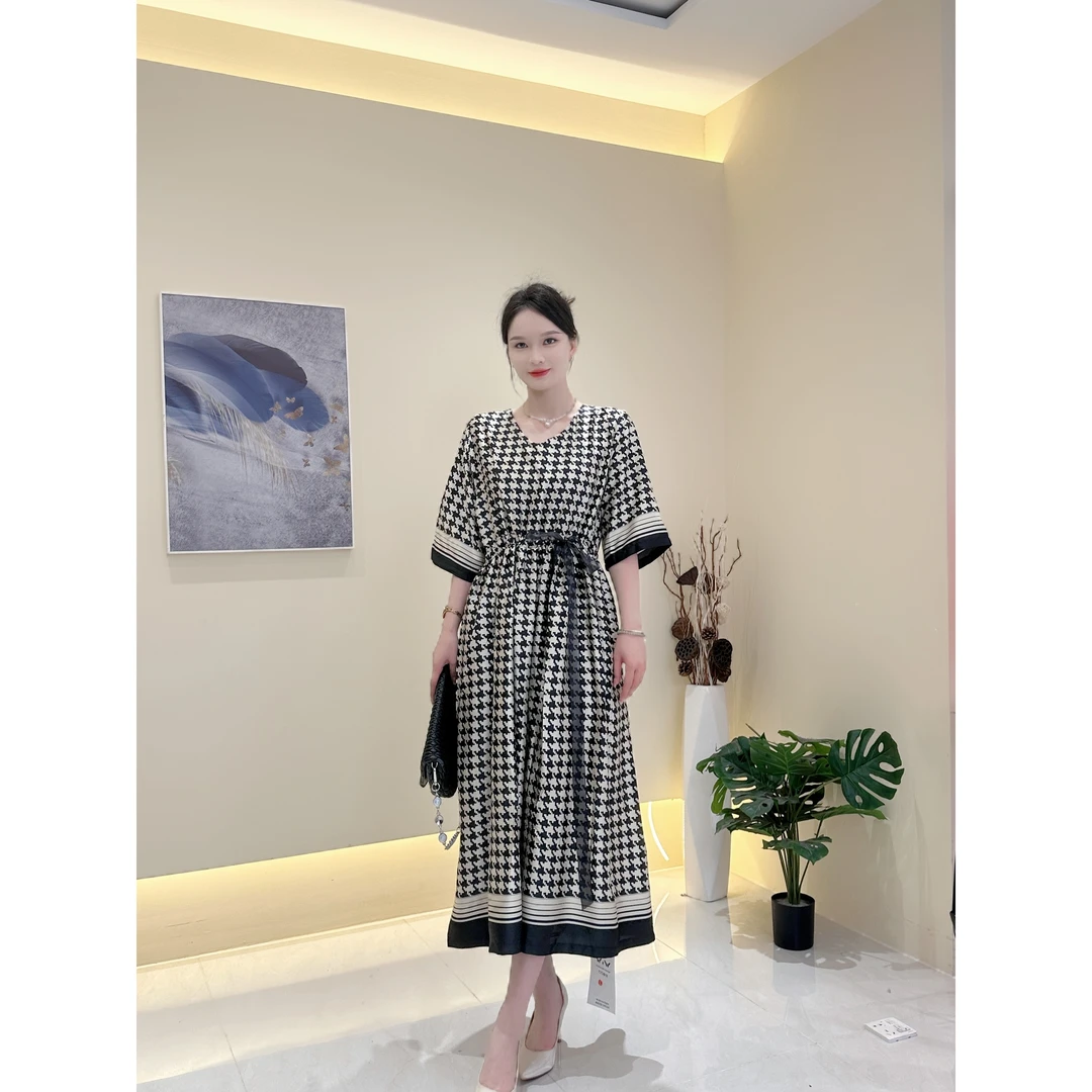 291  原创设计欧美时尚格子气质女装连衣裙