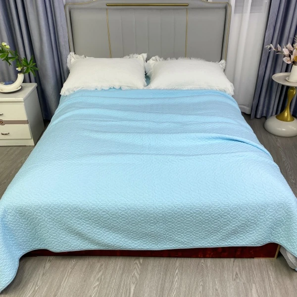 【宝石蓝】高端外贸2.3*2.45米莫代尔棉夹棉加厚床盖绗缝被榻榻米T