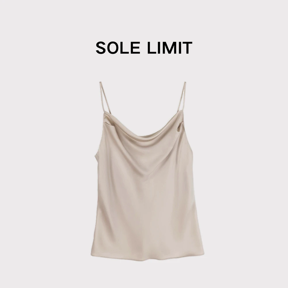 Sole Limit简约优雅慵懒随性长度可调女士荡领小吊带 黑色/香槟色