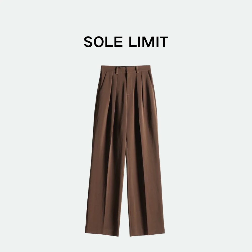Solelimit简约百搭亲肤细腻厚实保暖挺括有型驼色女士休闲裤HN