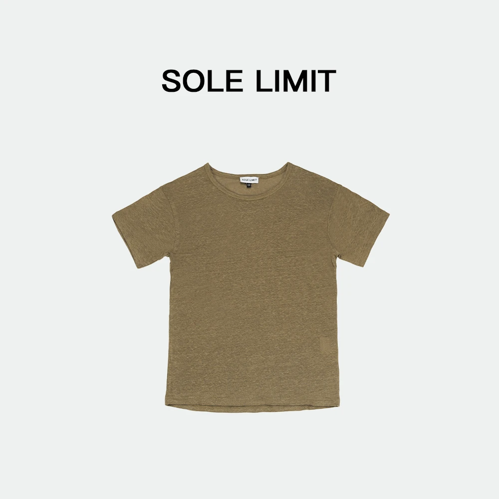 Solelimit轻薄透气精致随性休闲女士亚麻圆领短袖T恤