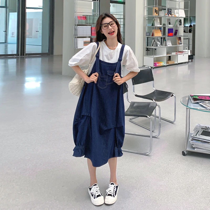 复古休闲牛仔背带裙女2024年夏季新款韩版小个子设计感减龄连衣裙