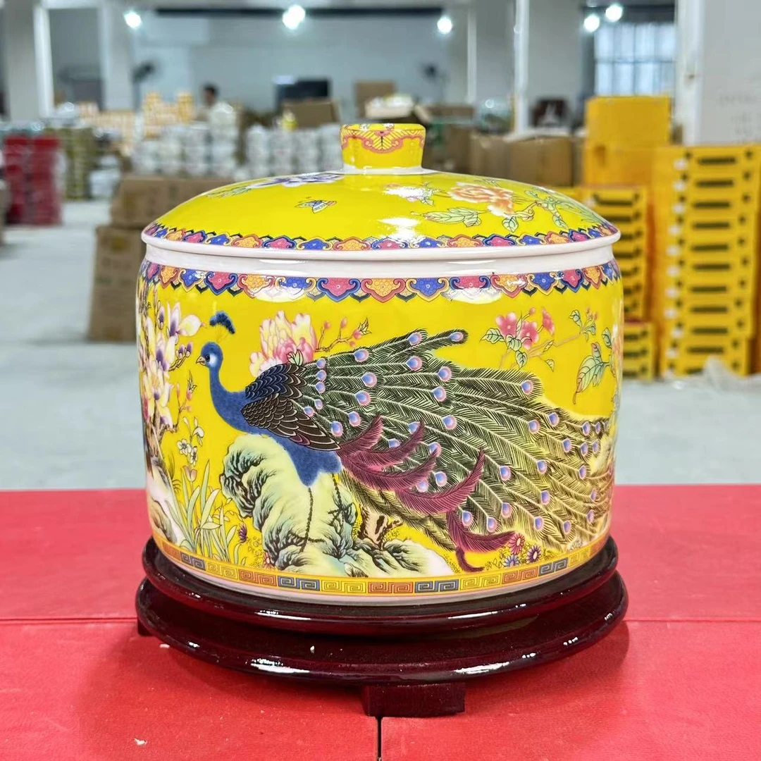 FGD-147孔雀黄茶饼罐