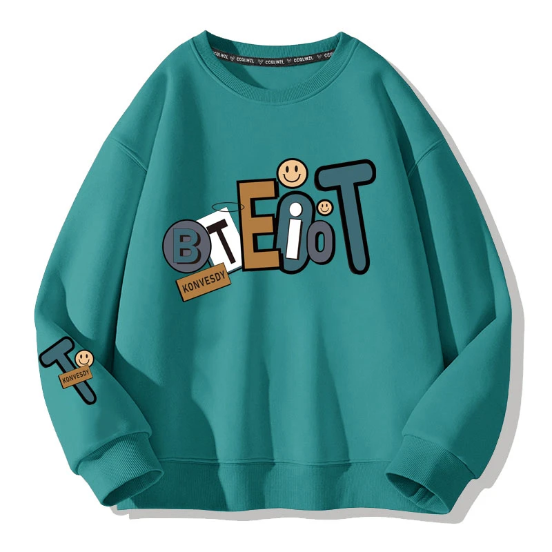 新品2024秋冬季加绒加厚卫衣男潮牌内搭上衣服宽松休闲保暖打底衫