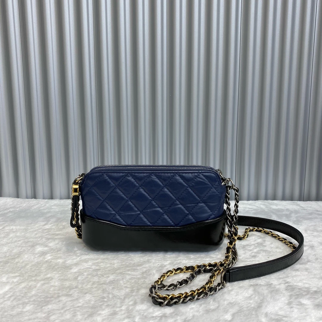 95新 Chanel/香奈儿 悦奢/mini/蓝色菱格纹/流浪包/单肩包/链条包