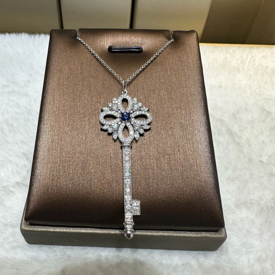 99新 Tiffany & Co./蒂芙尼 悦奢甄选/大号/鸢尾花/铂金/钥匙项链