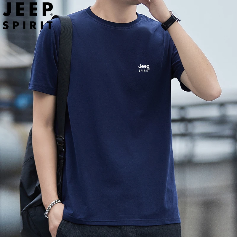 Jeep吉普短袖t恤男士夏季2025新款名牌宽松圆领体恤高端男装上衣