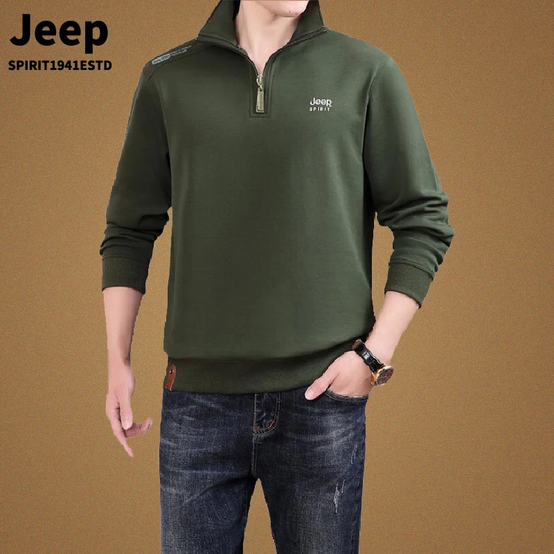 吉普男士立领卫衣2025新款秋季半拉链衣服品牌男装宽松长袖上衣男