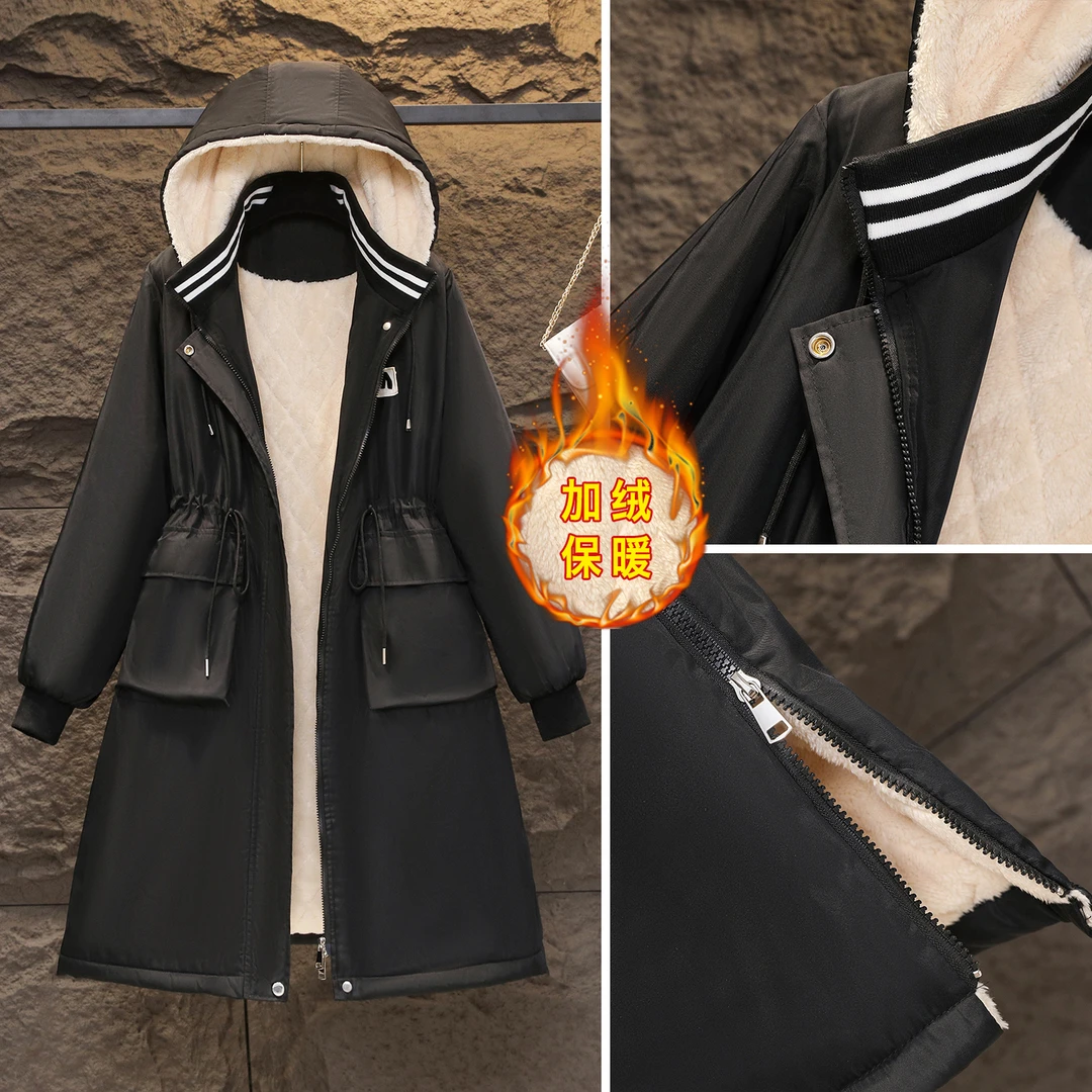 冬季大衣羊羔绒外套女长款加厚棉服宽松大码加绒棉衣胖妹妹200斤