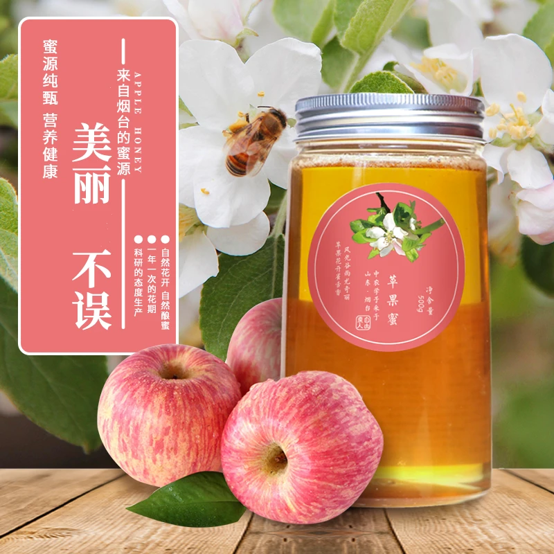 蜜欢欢 寻蜜人生烟台苹果蜜新鲜不添加 蜂蜜正宗自产自销500g/瓶