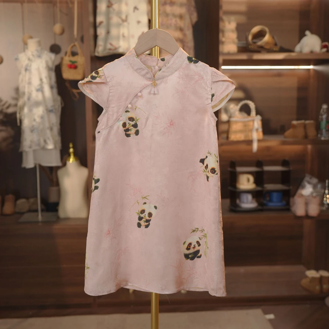 泡芙定制 天然木薯丝国风裙 复古女童夏季新中式 DY240549