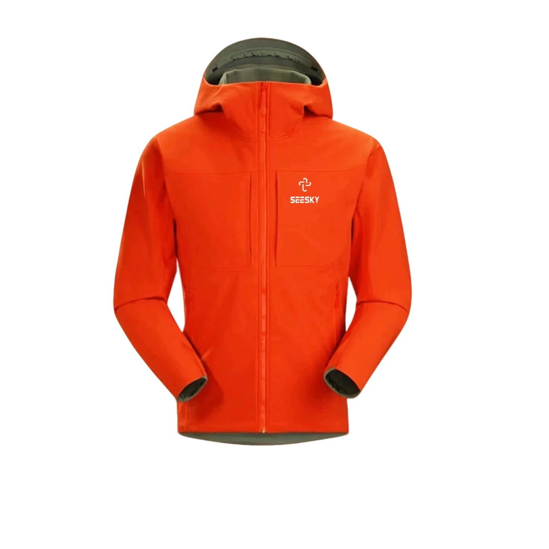 户外软壳冲锋衣春秋情侣防风防泼水加绒保暖登山服外套