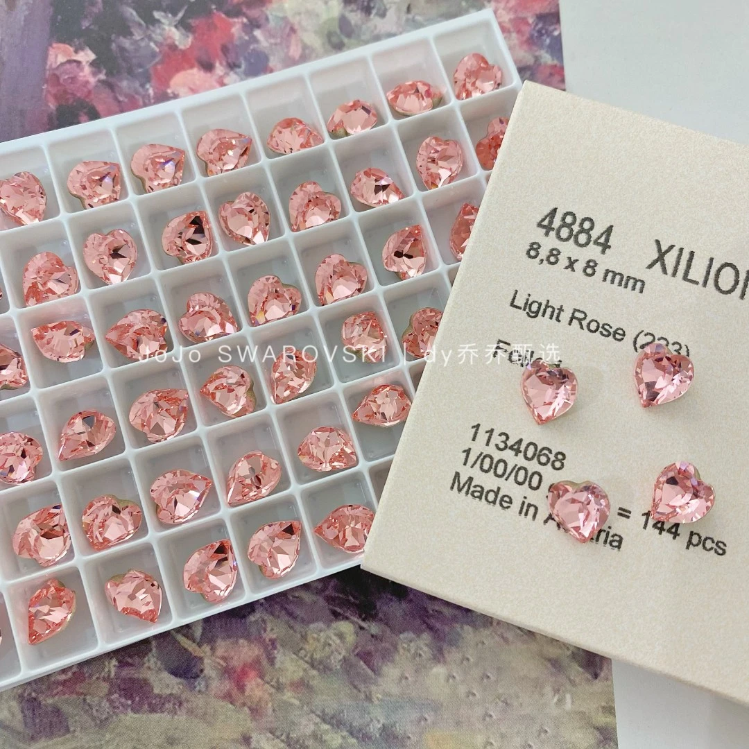 4884桃心尖底ins心形钻施华洛水晶DIY手工美甲钻美甲饰品指甲饰品