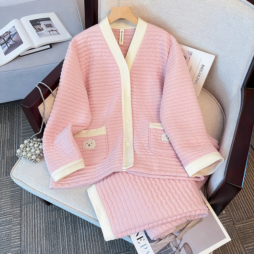 【秋冬季加厚睡衣】爆款休闲舒适加棉加厚长袖家居服套装LV58593