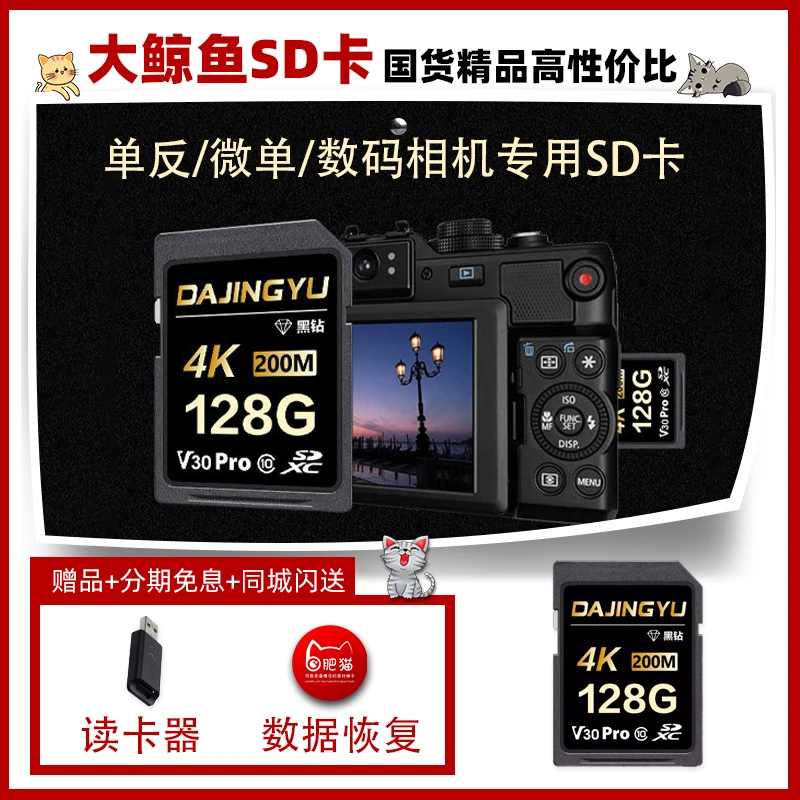 DAJINGYU大鲸鱼128G内存卡高性价比高速防水专业数码相机SD储存卡