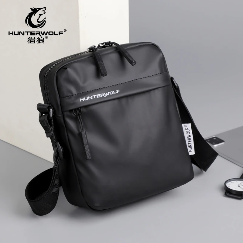 HUNTERWOLF/猎狼新款男包单肩包斜挎包时尚百搭防泼水休闲肩包潮