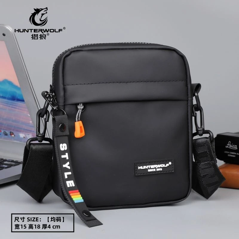 HUNTERWOLF/猎狼潮流男士包包多功能小包包轻便韩版简约竖款防水