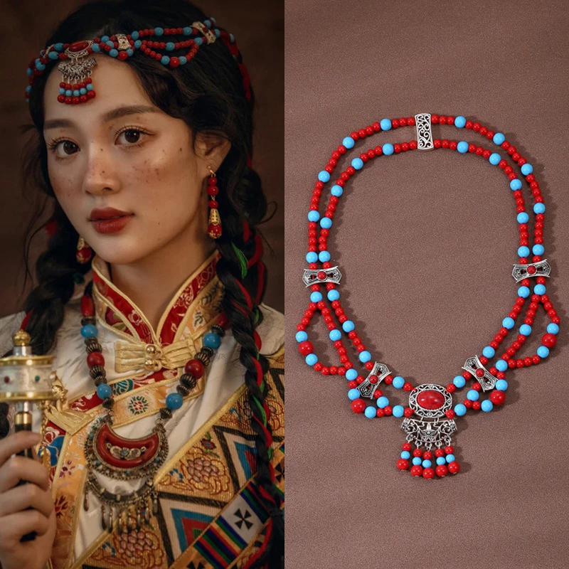 非金属项链 藏式复古民族风额饰异域风情额头链百搭头饰女古风